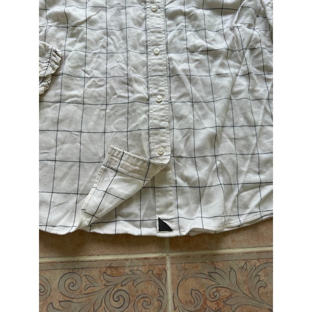 UNTUCKit For Her Ivory Winona Window Pane Button Down Shirt Women size 14 - Picture 5 of 9